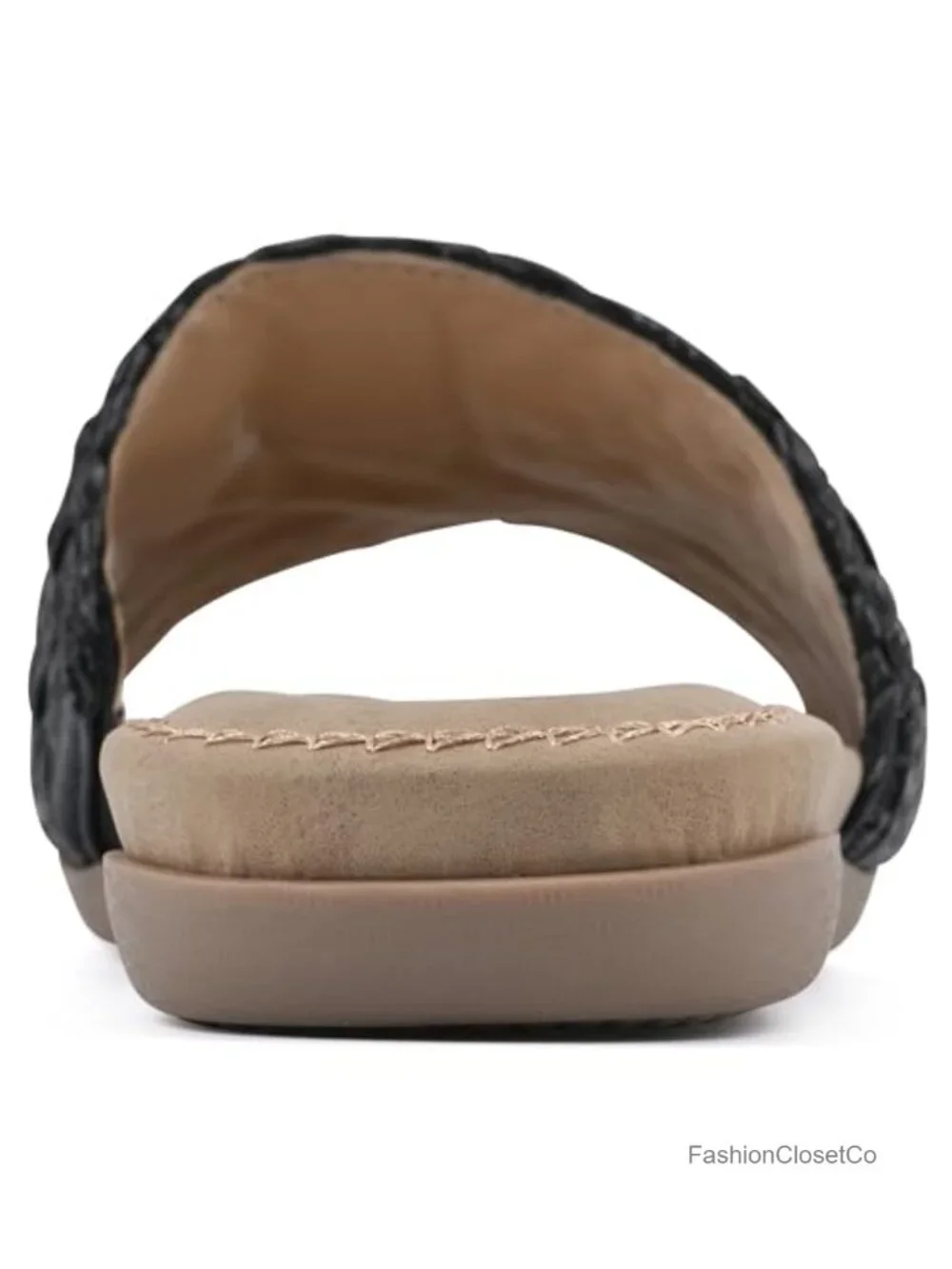 Woven Slide Sandal Cushioned Footbed Women's Flat - Picture 4 of 6